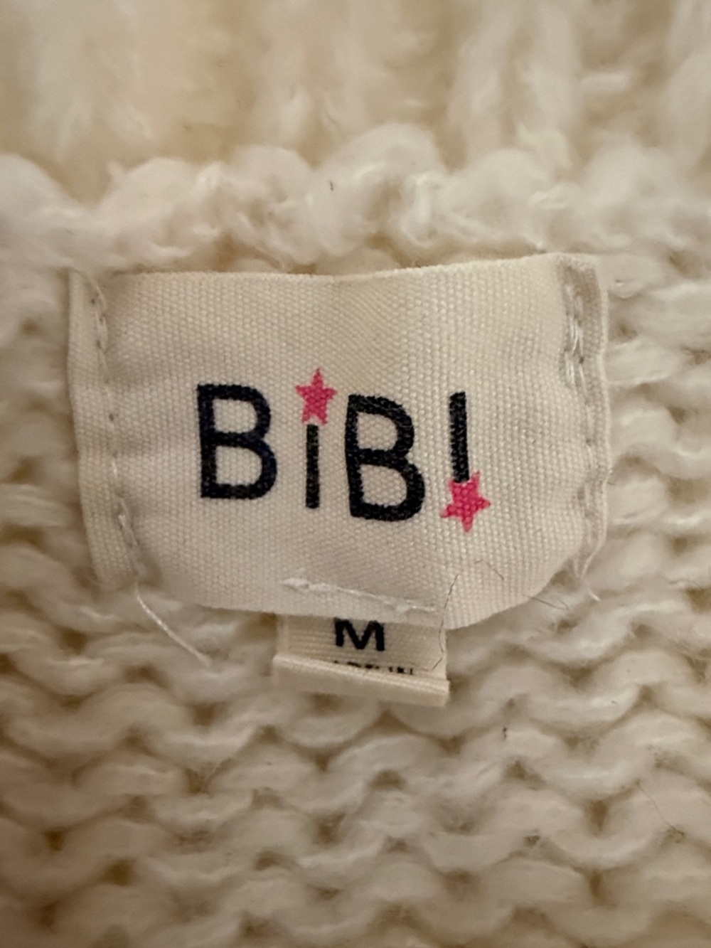 BiBi Cream Crewneck Boho Sweater with Multicolor Floral Appliqués Medium - Picture 2 of 11